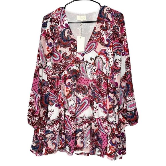 |NWT| MELLODAY Paisley Tiered Long Sleeve Tunic - Picture 1 of 7